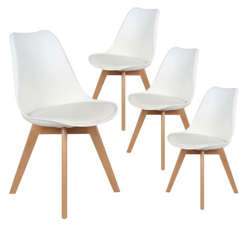 Lot De 4 Chaises Scandinaves Blanches - Medaline
