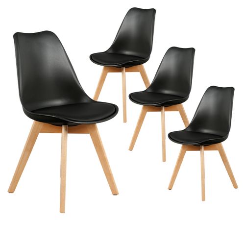 Lot De 4 Chaises Scandinaves Noires - Medaline