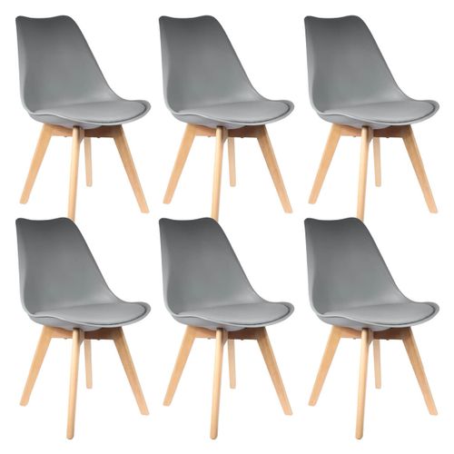 Lot De 6 Chaises Scandinaves Grises - Medaline