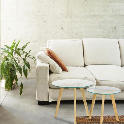 Lot De 2 Tables Gigognes Rondes Verre Trempé - Glass