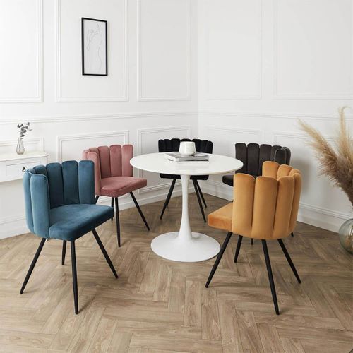 Lot De 2 Chaises Velours Rose - Charlotte