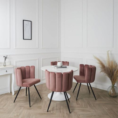 Lot De 2 Chaises Velours Rose - Charlotte