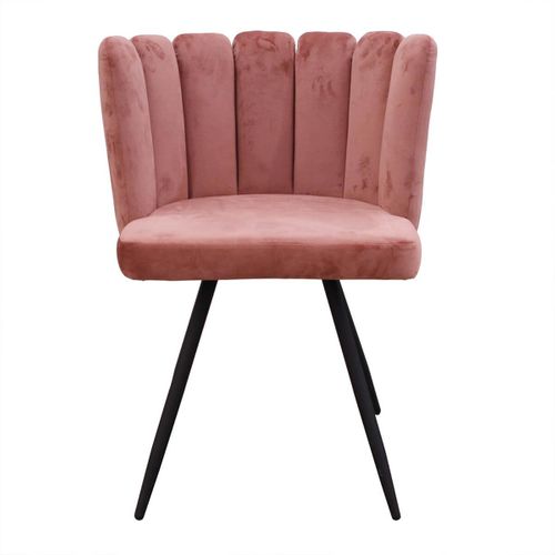 Lot De 2 Chaises Velours Rose - Charlotte