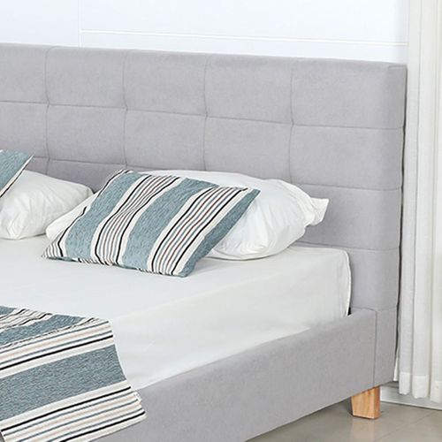 Lit 140x190cm Gris + Tête De Lit + Sommier - Odessa