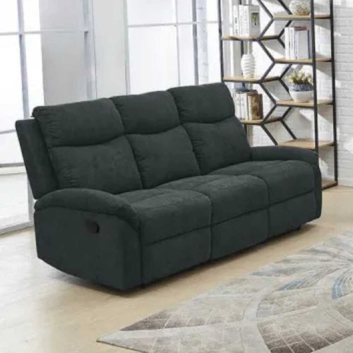 Canapé Relax Manuel 3 Places Tissu Gris Foncé - Sacramento