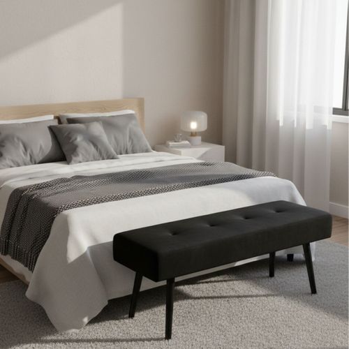 Banc 2 Places Velours Noir Et Pieds Métal - Gemina