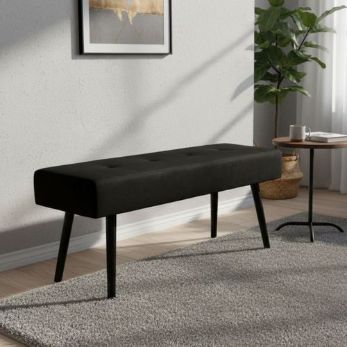 Banc 2 Places Velours Noir Et Pieds Métal - Gemina