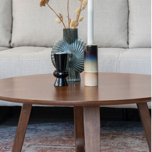 Table Basse Ronde Ø75cm Mdf Placage Noyer - Lyngby