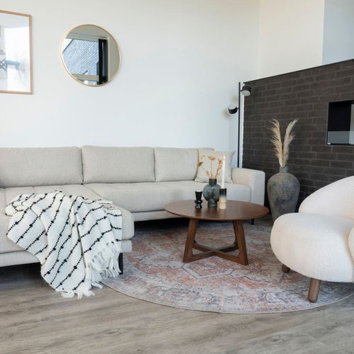 Table Basse Ronde Ø75cm Mdf Placage Noyer - Lyngby