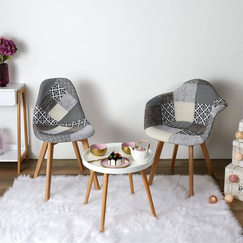Lot De 2 Fauteuils Patchwork Motifs Grisés - Giada