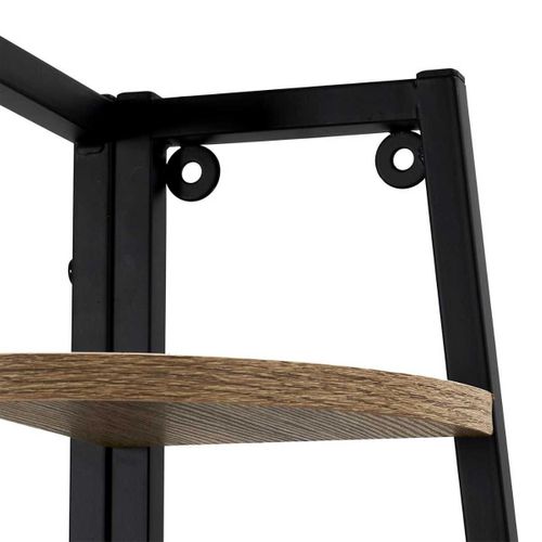 Etagère D'angle Métal Noir Plateau Imitation Bois - Danga