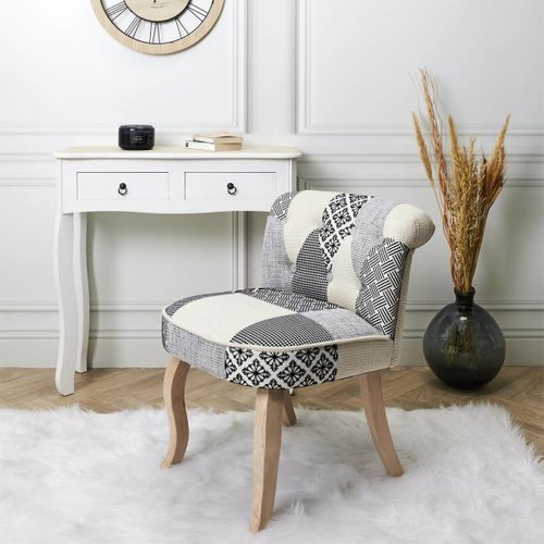 Fauteuil Baroque Patchwork Motifs Grisés - Giada