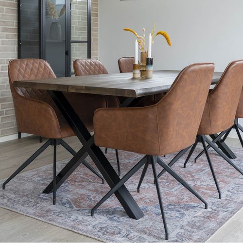 Fauteuil Pivotant Simili Marron Et Piétement Acier - Karbo