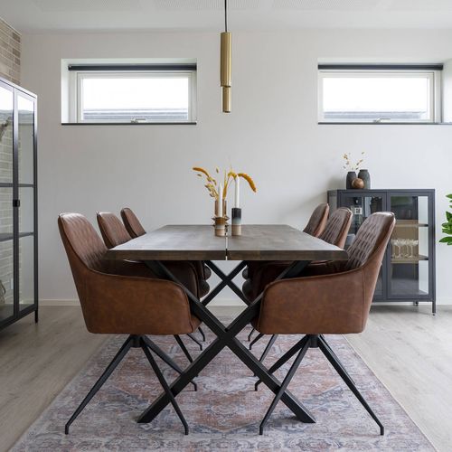 Fauteuil Pivotant Simili Marron Et Piétement Acier - Karbo