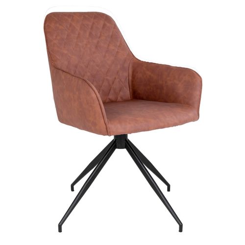 Fauteuil Pivotant Simili Marron Et Piétement Acier - Karbo