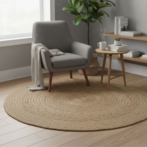 Tapis Rond Ø120cm En Fibre De Jute Naturel - Thane
