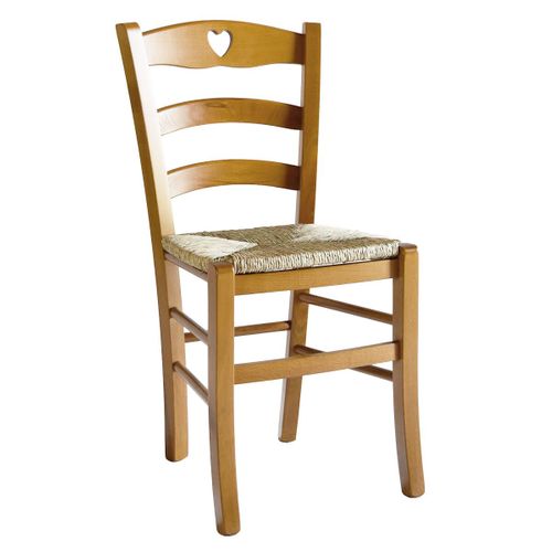 Lot De 4 Chaises Teinté Chêne Et Assises En Paille - Naples