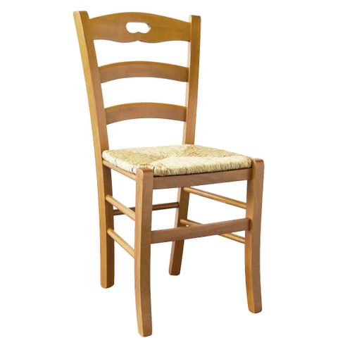 Lot De 4 Chaises Teinté Chêne Et Assises En Paille - Suzy