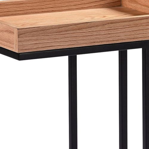 Table D'appoint Effet Chêne Et Métal Noir - Reno