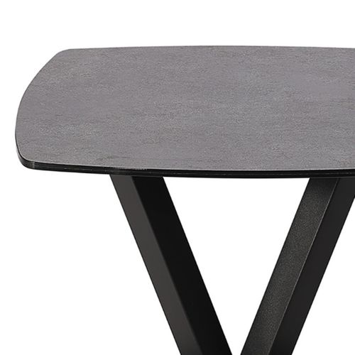 Table D'appoint Aspect Céramique Grise Pied Central V - Karu