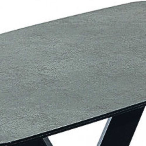 Table Basse Aspect Céramique Grise Pied Central V - Karu