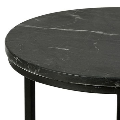 Table D'appoint Marbre Et Piètement Noir - Marva