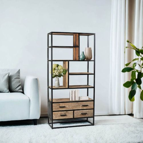 Etagère 3 Tiroirs En Teck Recyclé Et Métal - Tanetoa