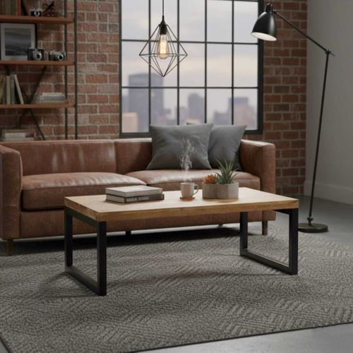 Table Basse En Acacia Massif Et Métal Noir - Bowna