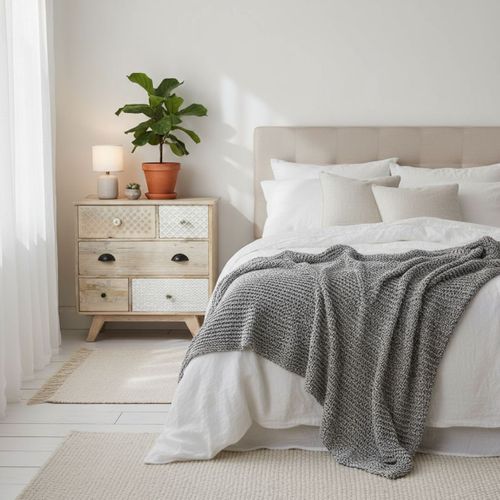 Commode 5 Tiroirs En Manguier Massif Clair - Tromso