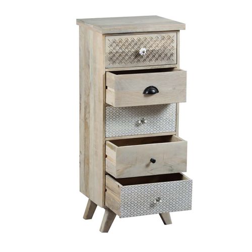 Chiffonnier 5 Tiroirs En Manguier Massif Clair - Tromso