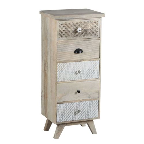 Chiffonnier 5 Tiroirs En Manguier Massif Clair - Tromso