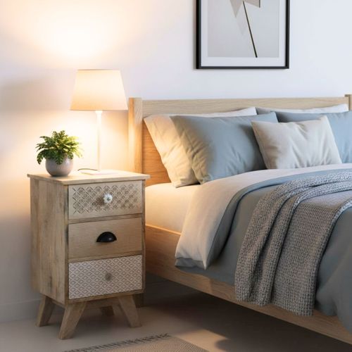 Chevet 3 Tiroirs En Manguier Massif Clair - Tromso