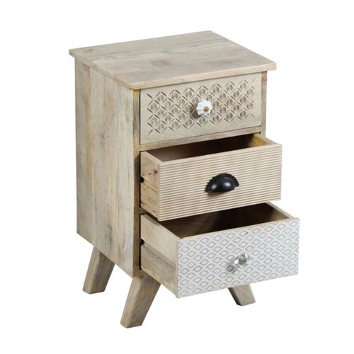 Chevet 3 Tiroirs En Manguier Massif Clair - Tromso