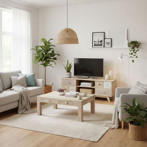 Table Basse 2 Tiroirs En Manguier Massif Clair - Tromso