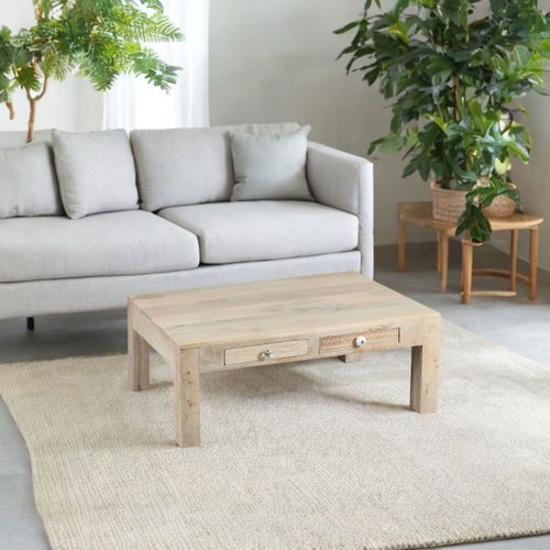 Table Basse 2 Tiroirs En Manguier Massif Clair - Tromso