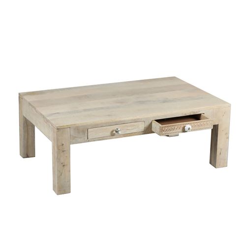 Table Basse 2 Tiroirs En Manguier Massif Clair - Tromso