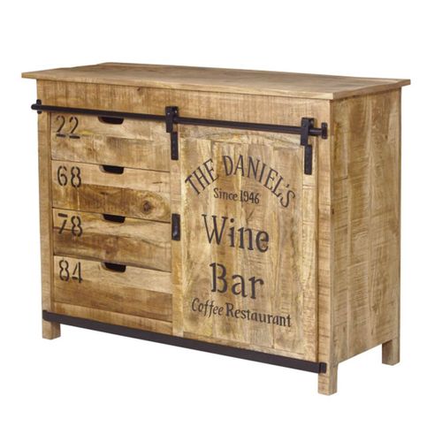 Meuble De Rangement En Manguier Motif "wine Bar" - Poppy