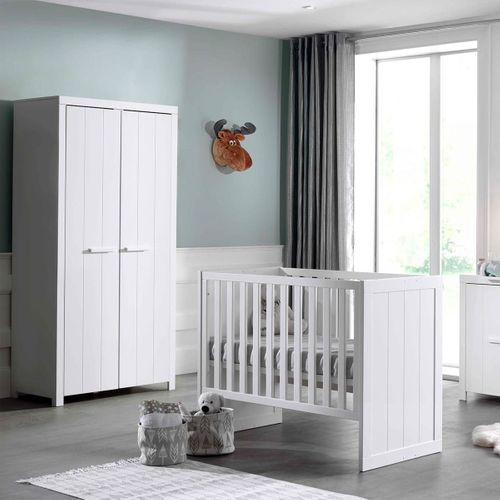 Lit Bébé 60x120cm Hauteur Réglable Laqué Blanc - Gaston