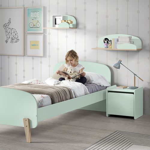 Lit 90x200cm Avec Barrière + Chevet + Etagères - Bodhi Mint