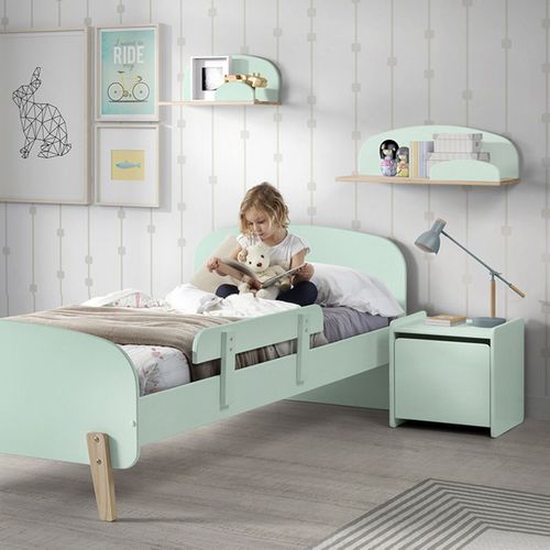 Lit 90x200cm Avec Barrière + Chevet + Coffre + Etagères - Bodhi Mint