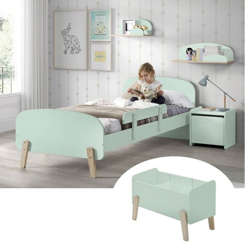Lit 90x200cm Avec Barrière + Chevet + Coffre + Etagères - Bodhi Mint