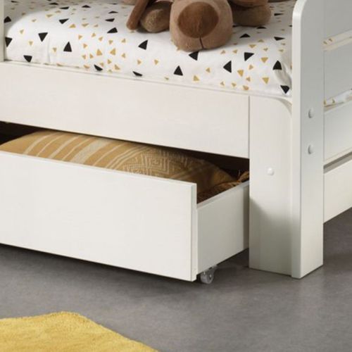 Tiroir De Lit Sur Roulettes En Pin Laqué Blanc - Themis