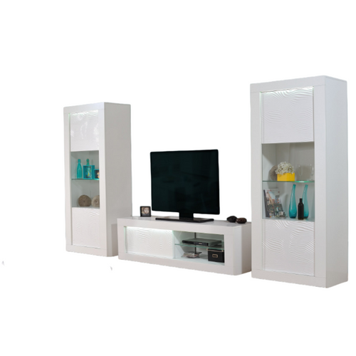 Ensemble Salon Complet Laqué Blanc Et LEDs - Dayton White
