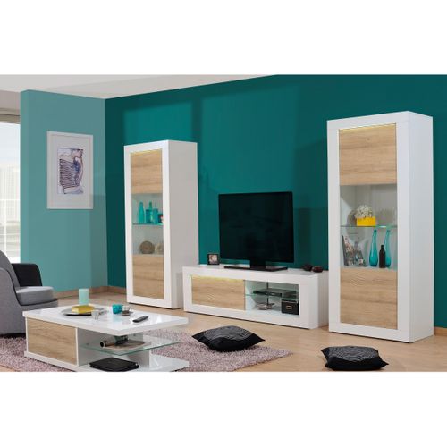 Ensemble Salon Complet Effet Chêne Et LEDs - Dayton Oak