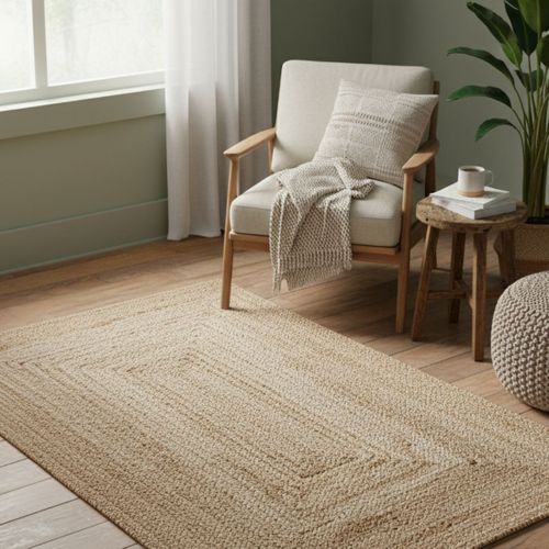 Tapis 180x120cm En Fibre De Jute Tressé Naturel - Thane