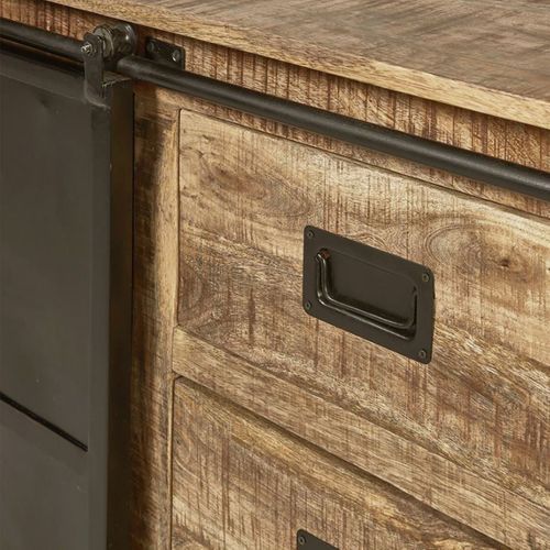 Buffet 2 Portes 3 Tiroirs Manguier Et Métal Noir - Sumatra