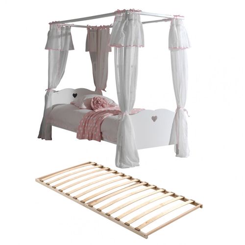 Chambre Avec Lit à Baldaquin 90x200cm + Sommier + Armoire 2p - Milady