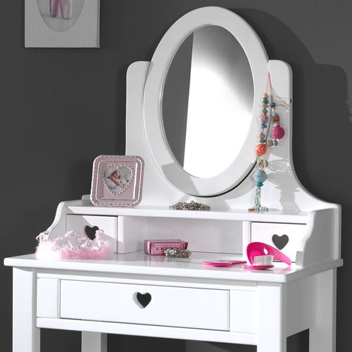 Coiffeuse 3 Tiroirs Blanche Avec Miroir Inclinable - Milady