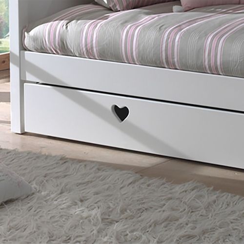 Tiroir Pour Lit 90x200cm Blanc Poignées Coeurs - Milady