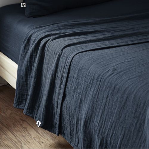 Drap Plat 240x300cm Gaze De Coton Minuit - Ourea